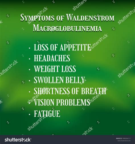 Symptoms Waldenstrom Macroglobulinemia Vector Illustration Medical Stock Vector (Royalty Free ...