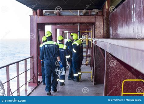 Crew on Board of Cargo Container Ship. Editorial Photo - Image of deck, dock: 277307331