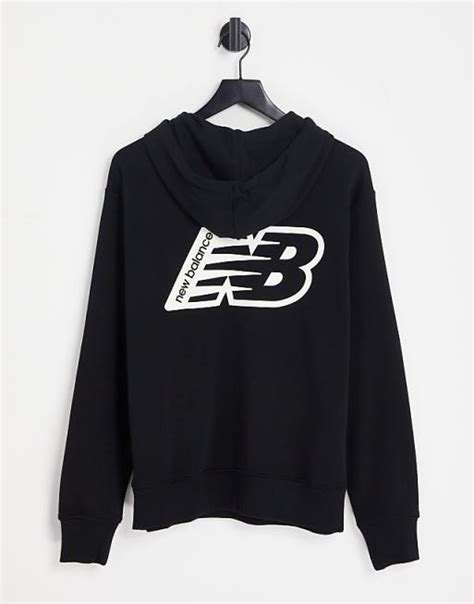 New Balance back print logo hoodie in black | ASOS