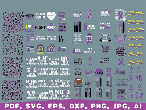 Epilepsy Awareness Svg, Purple Ribbon Svg, Epilepsy Ribbon Svg, Peace Love Cure Svg, Epilepsy ...