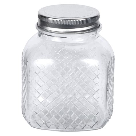 Bulk Square Lattice Clear Glass Jars with Metal Lids, 22 oz. | Dollar Tree