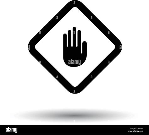 Icon of Warning hand. White background with shadow design. Vector ...