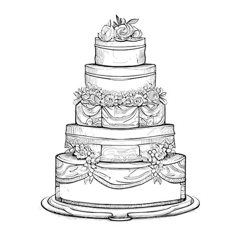 Premium Vector | Wedding delicious cake hand drawn sketch vector illustration