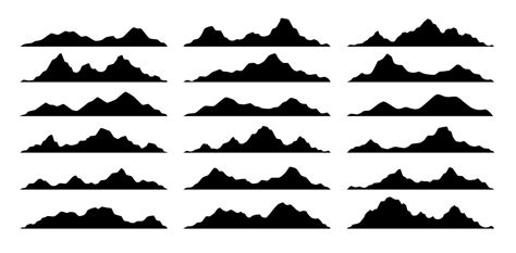 Black mountain, hill and rock silhouettes set 36351545 Vector Art at ...