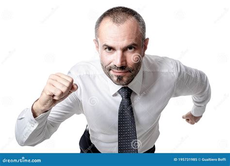 Smiling and Determined Businessman Running Stock Image - Image of ...