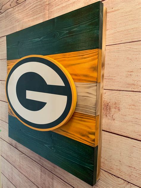 Green Bay Packers rustic wood LED lit mancave wall art /sign | Etsy