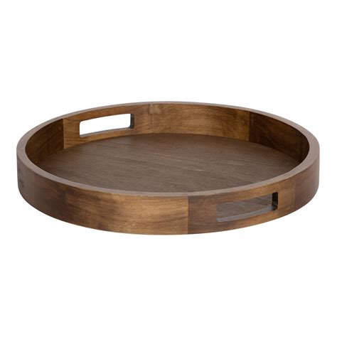 Kate and Laurel Hutton Large Round Wood Tray with Handles, Light Natural Finish - Walmart.com ...