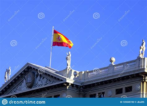 Spanish Flag in Barcelona stock photo. Image of flag - 125545192