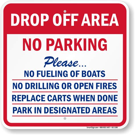 Drop-Off Area, No Parking at Marina Sign, SKU: K2-1185