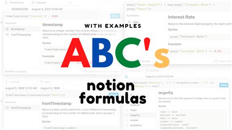 ABC's of Notion Formulas with Examples — Red Gregory