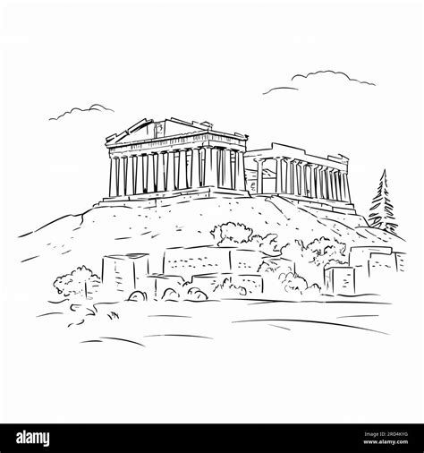 Acropolis. Acropolis hand-drawn comic illustration. Vector doodle style ...