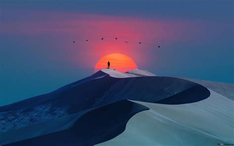 Desert sunset evening 4K wallpaper download