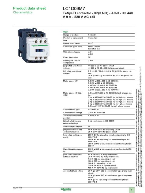 Telemecanique LC1D09M7 Datasheet | PDF | Alternating Current | Electric Motor