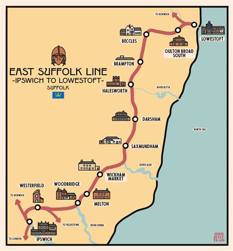 [OC] A Map of the East Suffolk Line in Suffolk, England : r/Maps