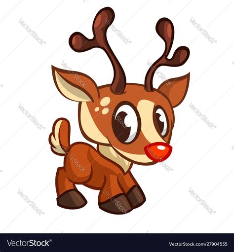 Funny cartoon red nose reindeer christmas isolated