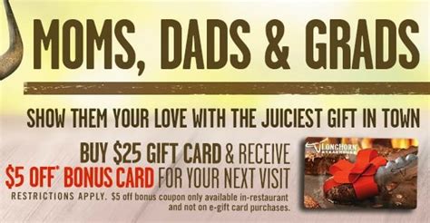 Longhorn Steakhouse: FREE $5 Gift Card For You With $25 Gift Card Purchase