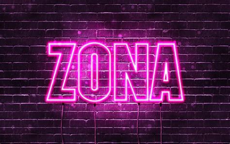 Download wallpapers Zona, 4k, wallpapers with names, female names, Zona name, purple neon lights ...