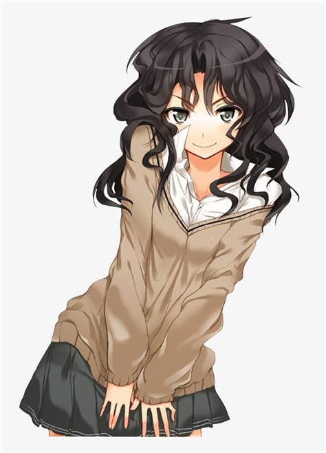 Anime Curly Hair, Wavy Hair, Messy Hair, Long Hair, - Manga Girl Curly Hair PNG Image ...