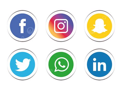 Set Social Media Vector PNG Images, Social Media Icons Set, Social Icons, Media Icons, Social ...