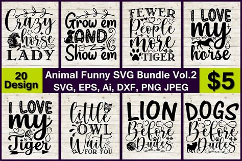 Animal Funny SVG Bundle Vol.2 Bundle · Creative Fabrica