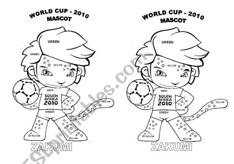 World cup 2010 mascot - ESL worksheet by angelitateacher