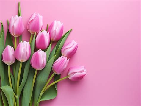 Premium AI Image | Bouquet of pink tulips