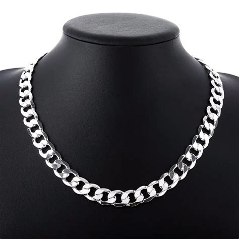 Aliexpress.com : Buy 20/22inch 12 mm Curb Chain Necklace for Men Silver 925 Necklaces Chain ...