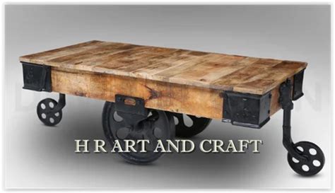 Industrial Mango Wood Coffee Table with Wheels at Rs 13500 | Cafe ...