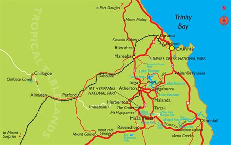 Cairns Region Map including Atherton Tablelands - Queensland Australia