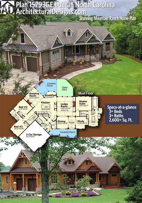 Stunning Mountain Ranch Home Plan - 15793GE | Architectural Designs ...