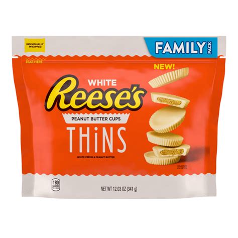 Reese's White Crème Peanut Butter THINS, Resealable Bag, 12 Oz ...