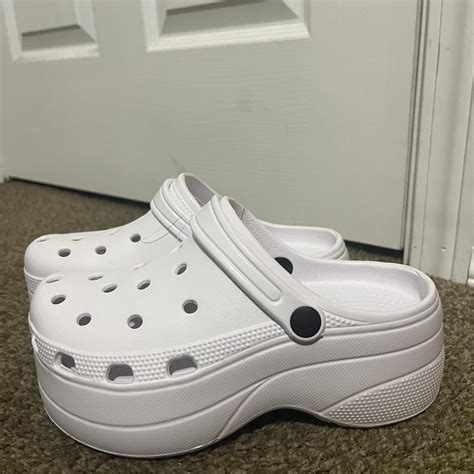 White Platform Crocs - Depop