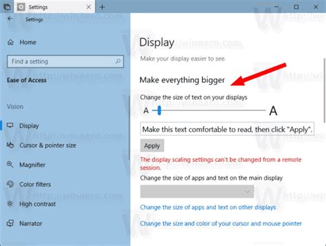 Change Text Size in Windows 10