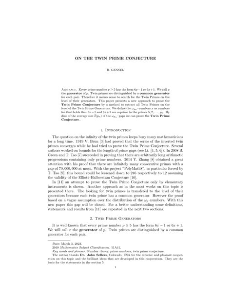 (PDF) ON THE TWIN PRIME CONJECTURE