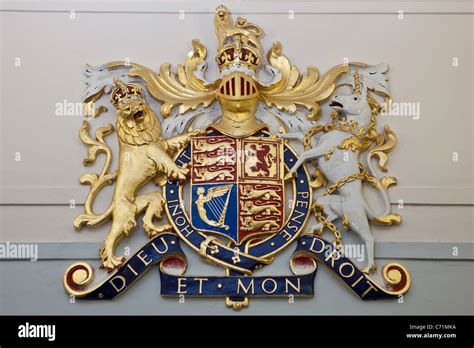 The Royal Coat of Arms that appears in all court rooms in England. The official coat of arms of ...