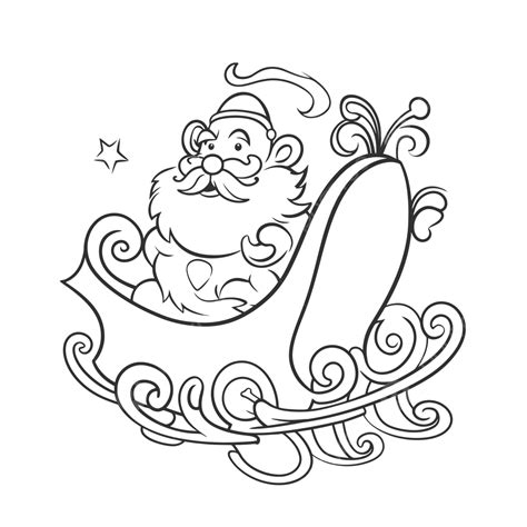 Santa Claus Sleigh Rides Coloring Sheet Outline Sketch Drawing Vector ...