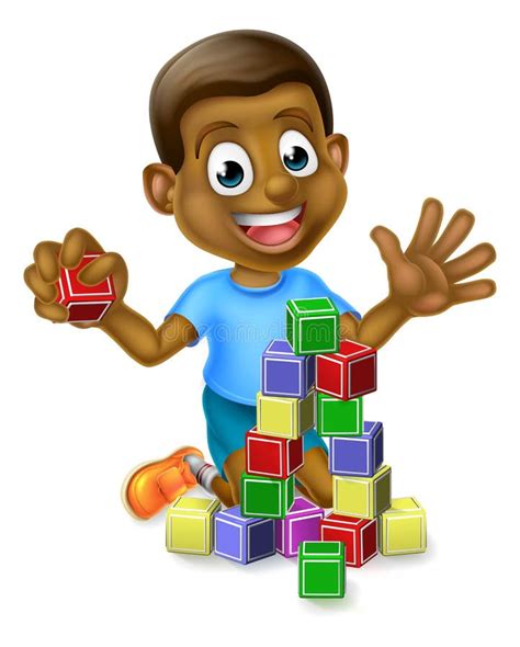 Children Playing Blocks Clipart