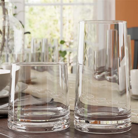 Glassware & Drinkware Tall Highball Glasses Set of 4 Ultra Fine Crystal Textured Glass Designer ...