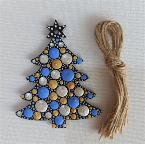 Blue and Silver Christmas Tree Ornament Golden Christmas - Etsy