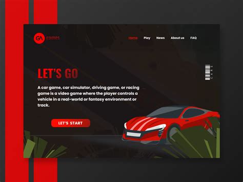 Car game landing page design on Behance