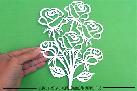 Rose Bouquet SVG / DXF / EPS Files By Digital Gems | TheHungryJPEG.com