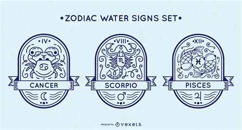 Zodiac Water Signs Set Vector Download