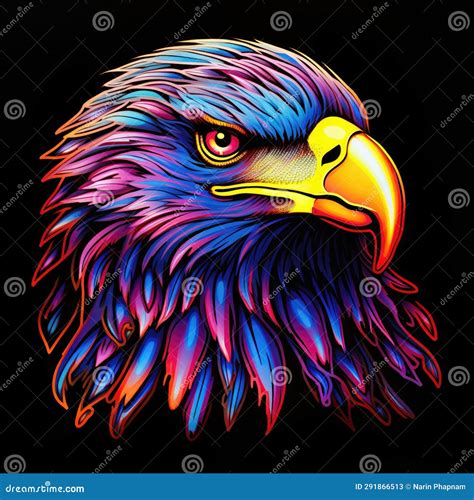 Neon Head Eagle Bird Logo Black Background Generative AI Stock ...