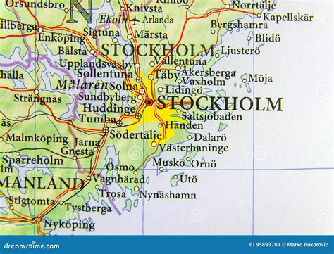 Geographic Map of European Country Sweden with Capital City Stockholm ...