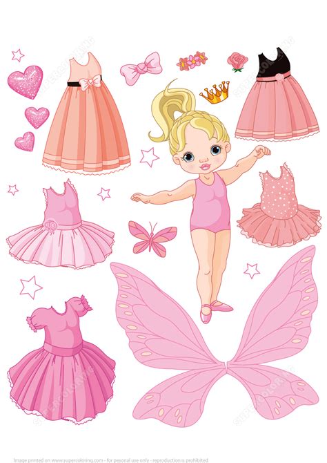 Baby Paper Doll with Different Ballet Fairy and Princess Dresses | Super Coloring | Paper doll ...