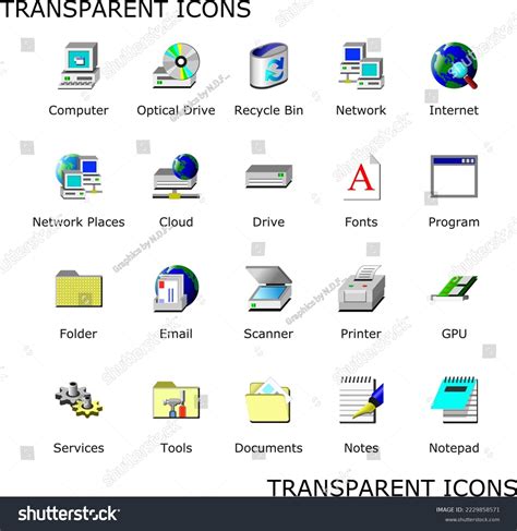 Old Computer Transparent Icons Pack Desktop Stock Vector (Royalty Free ...