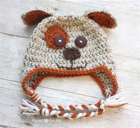 Crochet Puppy Hat Pattern - Repeat Crafter Me