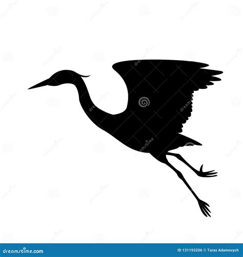 The Heron is Flying Vector Illustration Black Silhouette Stock Vector - Illustration of icon ...