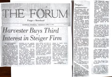 News Articles and Clippings | Steiger Heritage Club