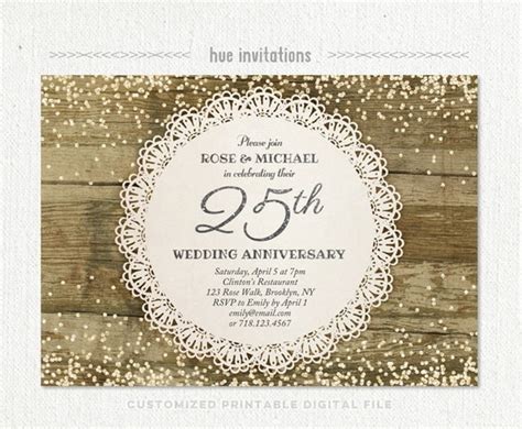 25th wedding anniversary invitation silver anniversary party